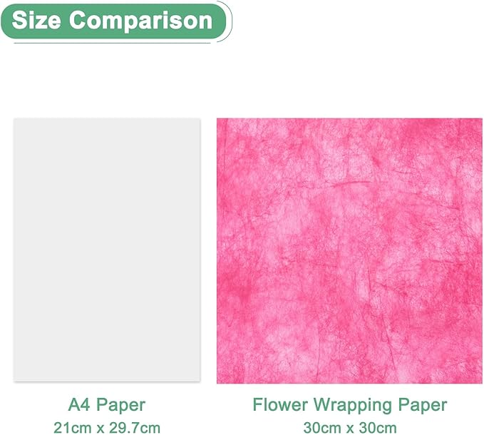 M METERXITY 152-Sheet Korean Cotton Wrapping Flower Paper, 11.8 Inch/ 30cm Waterproof Floral Wrapping Cotton Paper for Bouquets/Gift Packaging [Hot Pink]