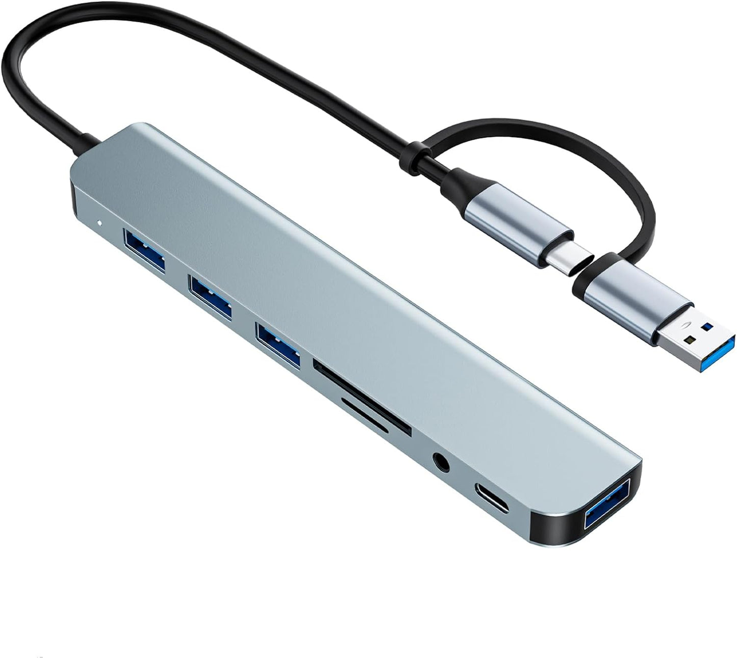 Skiennix USB C Multiport Hub Adapter - 8-in-1 Aluminum Splitter with SD/TF Card Reader & Audio Output for MacBook Pro/Air & iPad Pro
