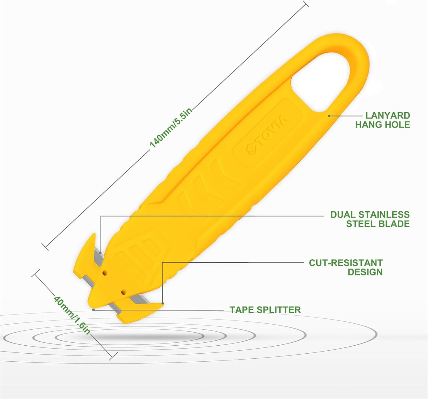 T TOVIA Safety Box Cutter Knife - Recessed Stainless Steel Blade for Easy Package Opening | 10-Pack