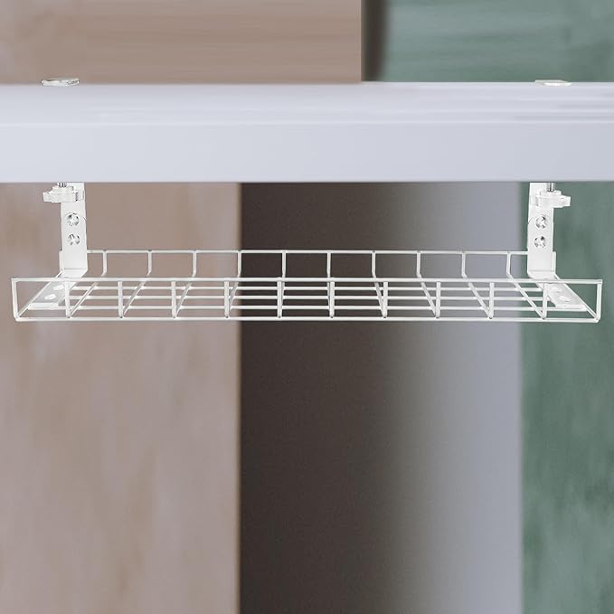PartyKindom Desk Cable Organizer Rack 500mm No Drill Cable Management Tray Wire Holder for Office Desk Cord Storage and Appliance Cord Winder