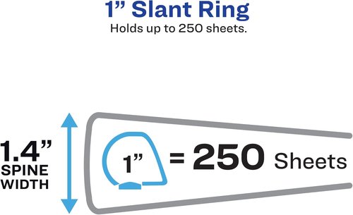 Avery 3 Ring Binder - Standard View, 1" Slant Rings, 250-Sheet Capacity, Black | Ideal for Lightweight Organization