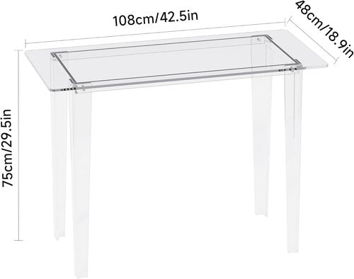 Skiennix Acrylic Desk - Modern Clear Table for Home Office | Sturdy Lightweight Design for Small Spaces (Transparent)