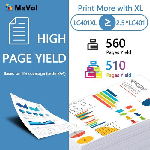 Brother LC401XL Ink Cartridges - High Yield Compatible for MFC-J1010DW & More | 5-Pack