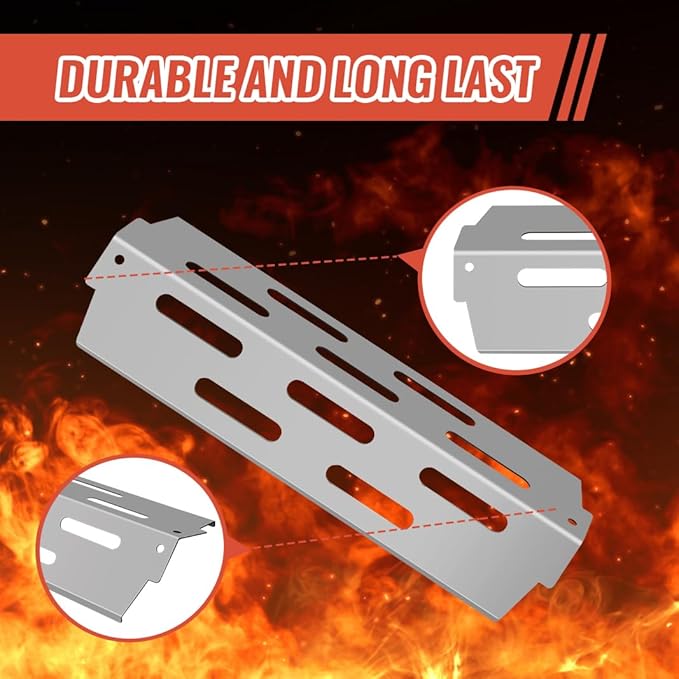 BTCDR Grill Burners Flavorizer Bars for Weber Genesis II E-410, S-410, Genesis II LX E-440, S-440, 66041, 66033, 66796, 67489, 67490, 67491, BBQ Gas Grill Replacement Parts Heat Deflectors (Silver)