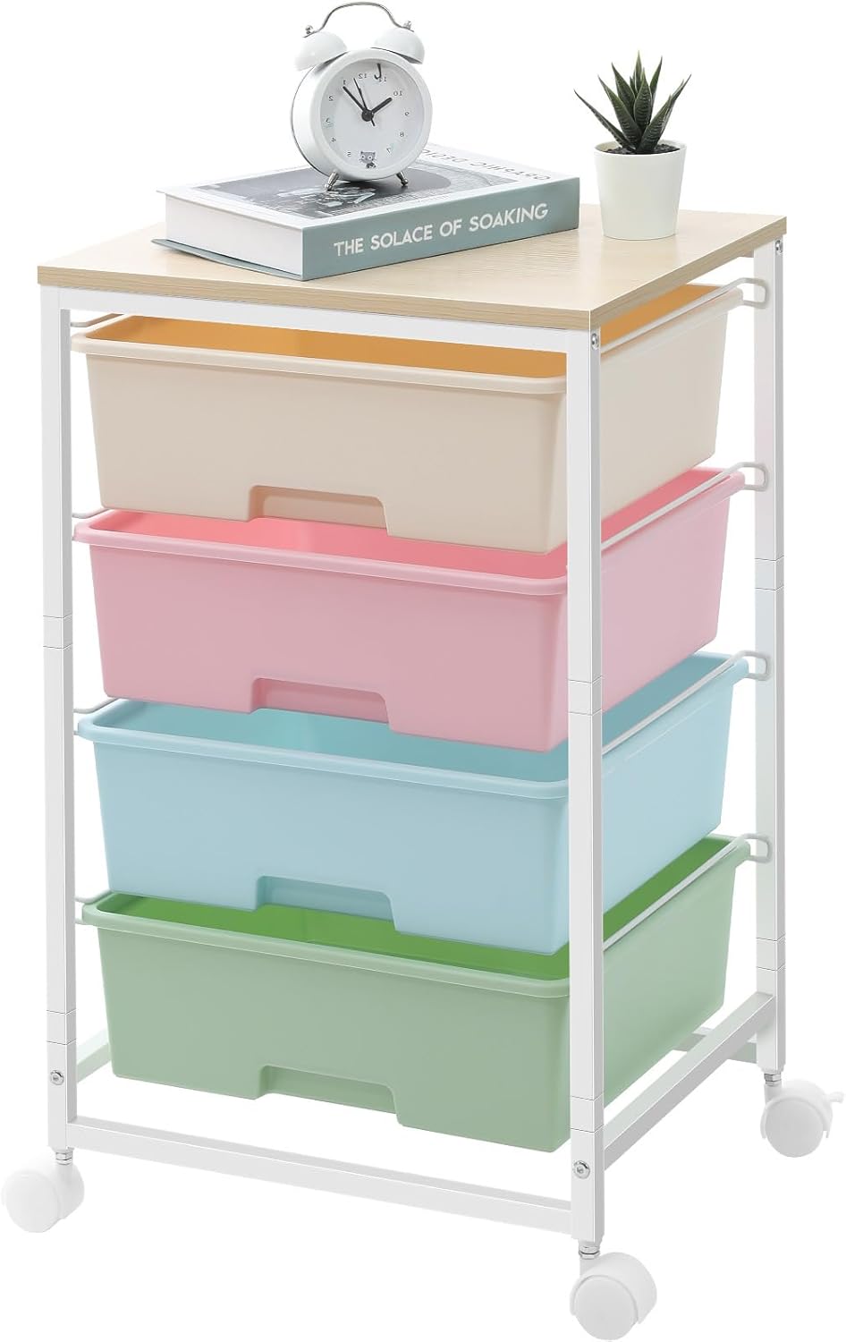 Skiennix Utility Cart - Rolling Storage Cart with 4 Drawers | Colorful Rainbow Design