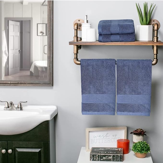 LRUUIDDE Bathroom Hand Towels 2 Set,Cotton Hand Towel for Bath, Hand, Face, Kitchen, Super Soft, Highly Absorbent, Machine Washable, Size 14" x 30" (Blue)…