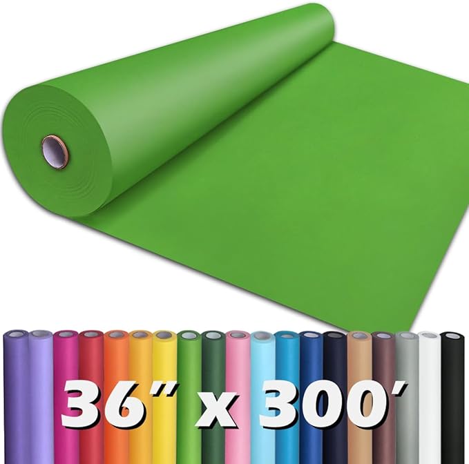 PerkHomy Medium Green Kraft Paper Roll 36" x 3,600" (300') for Gift Wrapping Bouquet Flower Art Painting Craft Writing Packaging Shipping 80GSM 55LB (Medium Green, 36" x 300')