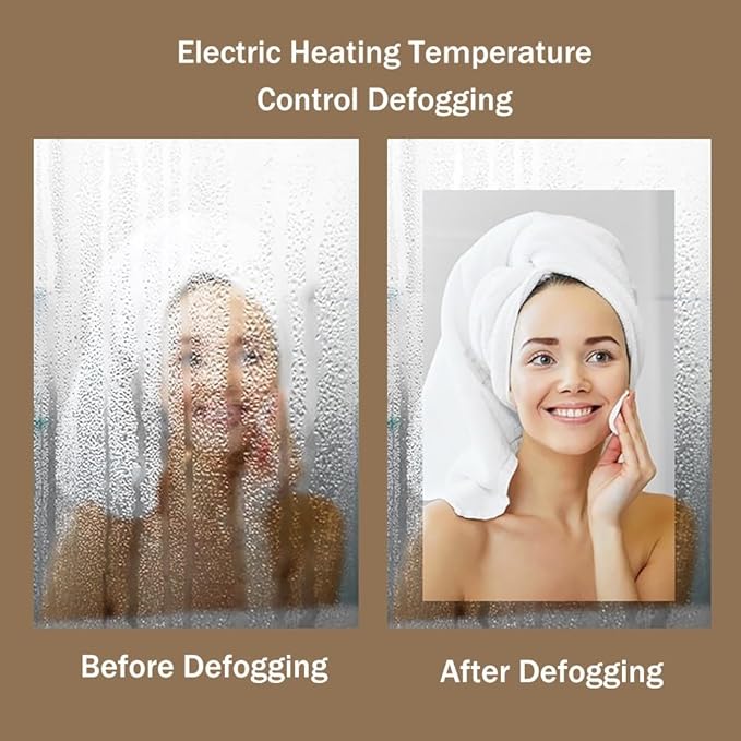 Modern Smart Anti-Fog Bathroom Mirror with Lights, Half Moon LED Wall Mirror, 3 Colors Dimmable Makeup Vanity Mirror, Large Frameless Decorative Mirror for Living Room(Right Cut,51"x35")