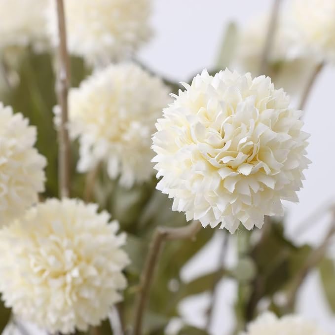 Artificial Hydrangea Flowers Fake Hydrangeas Faux Flowers Bouquet Artificial Plants for Wedding Home Office Decor Excluding vases-（Milk White 10 PCS）