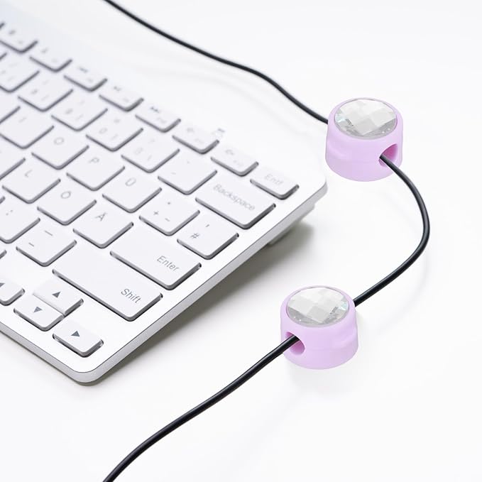 PATIKIL Cable Organizer Holder, 12 Pcs Magnetic Spring Desk Cable Management Clips Adhesive Cord Holder Keeper for Office Desktop Wall Car, Purple