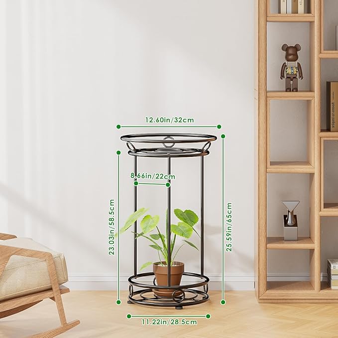 YIUKEA Plant Stand Indoor Outdoor - Metal Planter Holder Shelf Tall Tiered Flower Pot Display Organizer Rack for Garden, Patio, Living Room, Bathroom, Office (Black)
