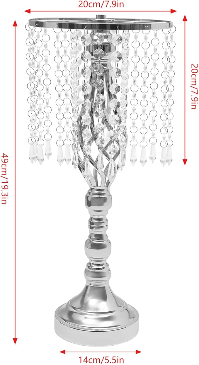 Vase | Bud Vases |10PCS Gold Crystal Flower Stands | Elegant Centerpiece for Weddings & Events | for Wedding Table Centerpieces, Aisle Guides, Party Decorations (Silver)
