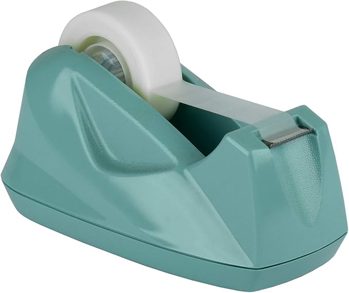 Acrimet Premium Desktop Tape Dispenser, Plastic, Non-Skid Base (Heavy Duty) (Solid Green Color)