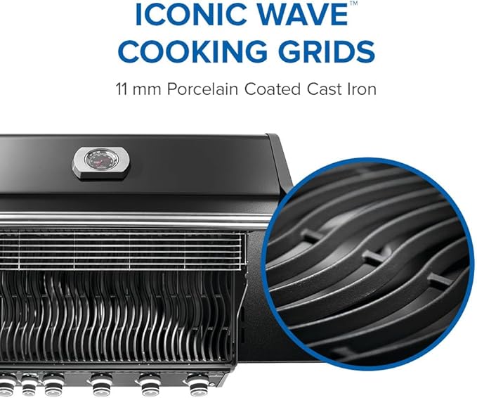 Napoleon Rogue PRO 625 Propane Gas Grill with Infrared Side Burner, Black, Durable 6-Burner Backyard Grill