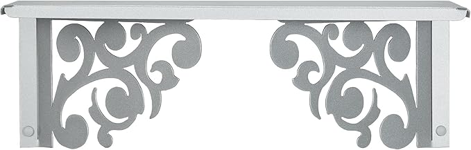 Touch of Class Noble Scrolls Metal Wall Shelf | Silver | Scrolling Designs | Display Shelves for Bedroom, Living Room, Bathroom, Entryway, Office, Hallway
