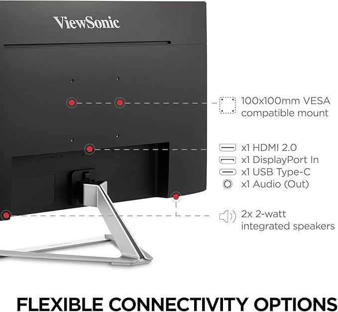 ViewSonic VX2776-4K-MHDU 27 Inch 4K UHD IPS Monitor, 65W USB C, HDR10 Content Support, Thin Bezels, HDMI and DisplayPort