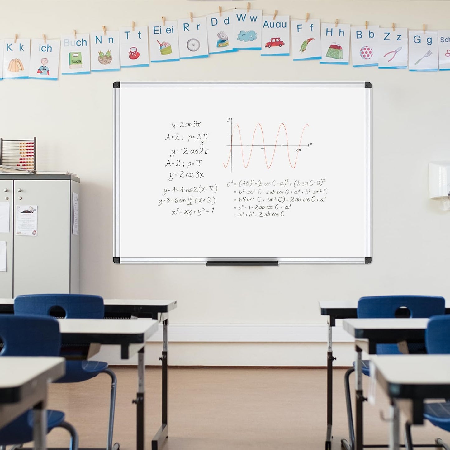 VIZ-PRO Dry Erase Board - Non-Magnetic Wall-Mounted Whiteboard | 48 x 36 Inches, Pack of 2