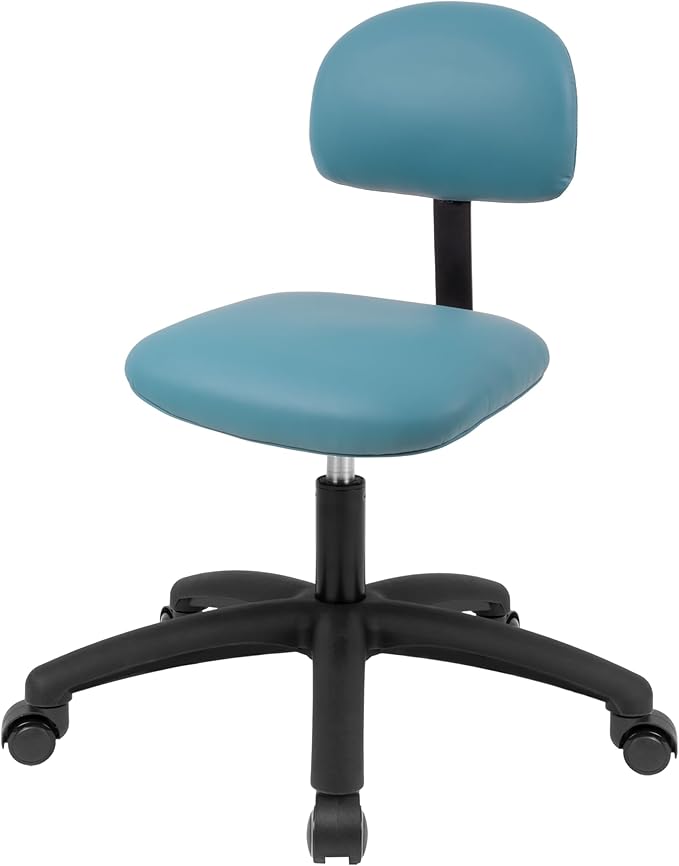 Chair Master FSS Series Square seat Low (17"-22") seat Height Chair. Vinyl-for Office, Garage, Desk, Shop, Computer, Doctor, Medical, Easy to Clean! NO Footring (Aqua, Low, Self Braking Casters)