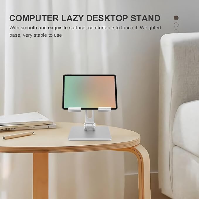 BESPORTBLE Foldable Aluminum Alloy Tablet and Laptop Stand Portable Adjustable Computer Holder for Desk Use Compatible with Ipad and Notebooks Silver Gray