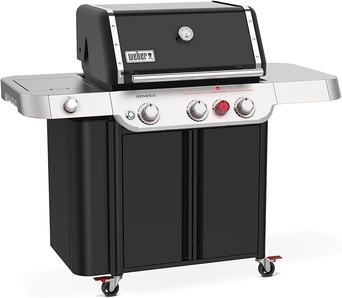 Weber Genesis E-335 Liquid Propane Gas Grill for Outdoor Cooking, 3 Burners and 1 Side Burner, Black
