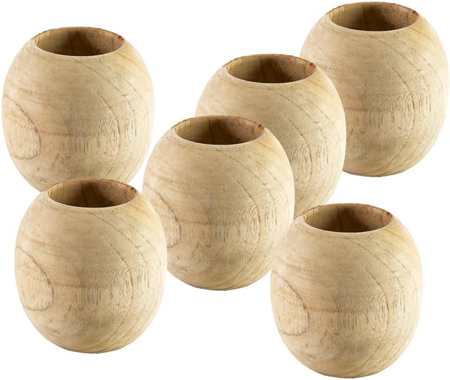 Serene Spaces Living Teak Essence Vase - Handcrafted Natural Wood Vase, Perfect for Artificial, Dried, and Fresh Flowers, Unique Rustic Decor Piece for Home or Office, Gift Idea (Small (Pack of 6))