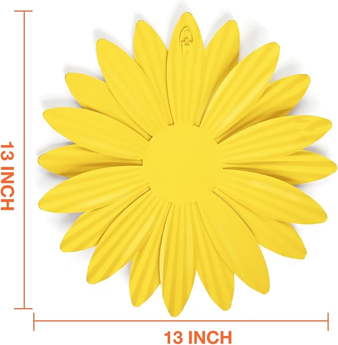 Dekomere Metal Flowers Outdoor Decor 13" Metal Sunflower Wall Art Decorations Sunflower Wall Decor for Kitchen Living Room Porch Garden Yard
