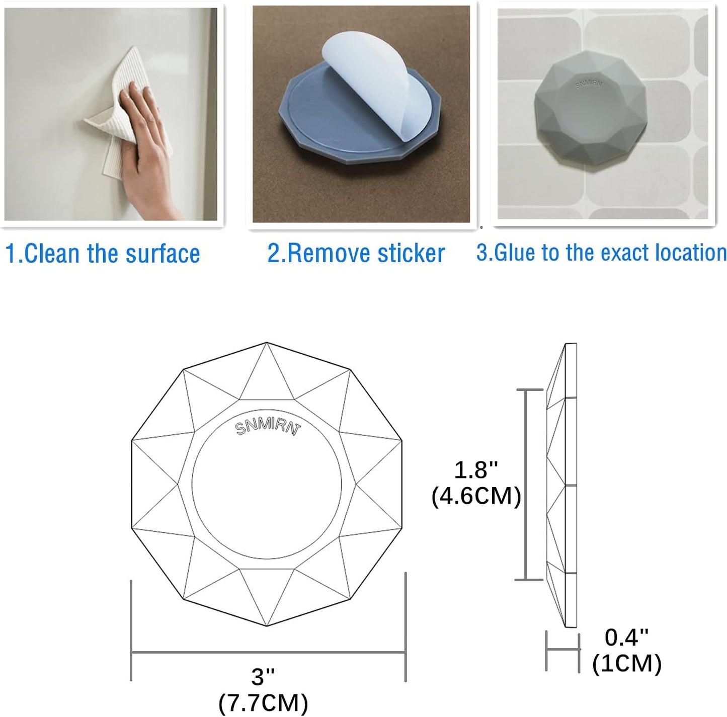 Skiennix Door Stops | Wall Protector with Strong 3M Adhesive - Quiet, Shock Absorbent Silicone (Gray - 3 Pcs)