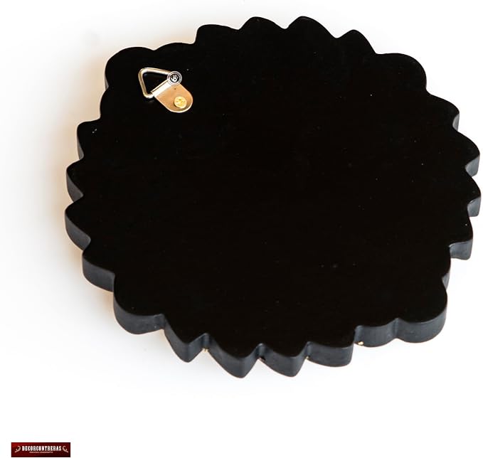 Peruvian Accent Mirror 6" - Small Round Gold Wall Decor - Hand-Carved Sunburst Mirror with Bronze Leaf - Unique (Gold)