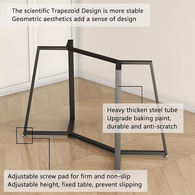Table Base 28 Inch, Metal Dining Table Legs with Suction Cups, Modern Desk Legs for Glass,Marble,Wood Top,Heavy Duty Furniture Legs for Living Room,Kitchen,Coffee Table,DIY Desk (28H*43W)