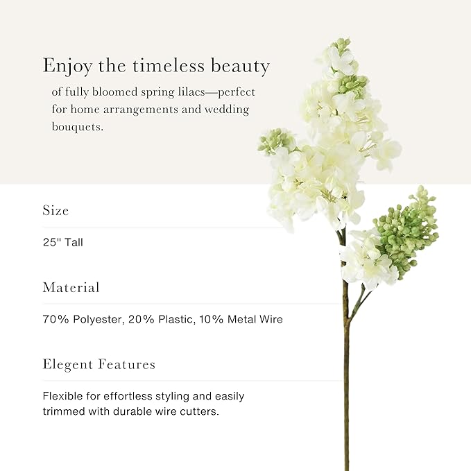 Afloral Fake Flowers Lilacs in Cream - 25"