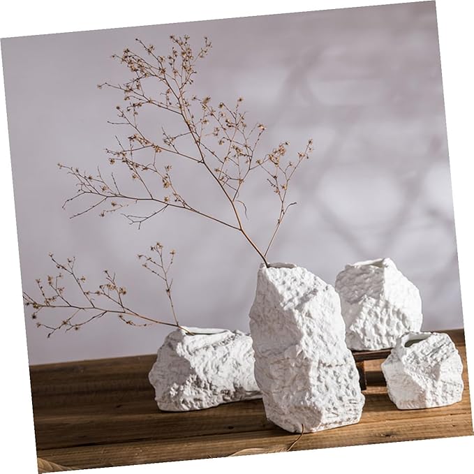 TOYANDONA Imitation Stone Ceramic Vase Artistic Home Decor Ornament for Tabletop Minimalist Flower Vase for Dried Flowers and Unique Housewarming