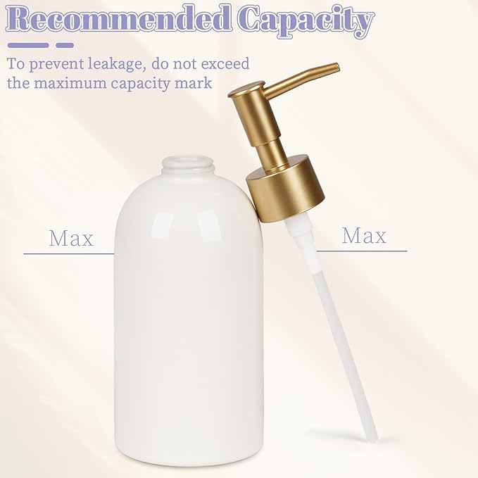 Natheeph 14OZ Ceramic Soap Dispenser Ceramic Soap Pump Dispenser Can Fill Liquid for Bathroom/Kitchen (White)