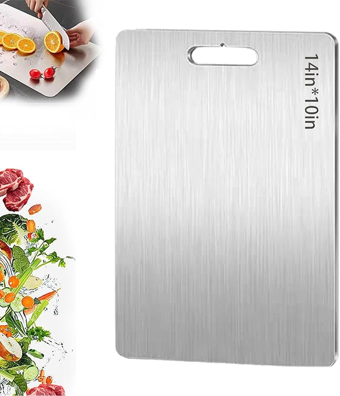 Titanium Cutting Board, 2025 New Upgrade 100% Pure Titanium Cutting Boards for Kitchen, Double Sided Non Stick Chopping Board for Cutting Meat Vegetable Fruit, Easy to Clean (M)