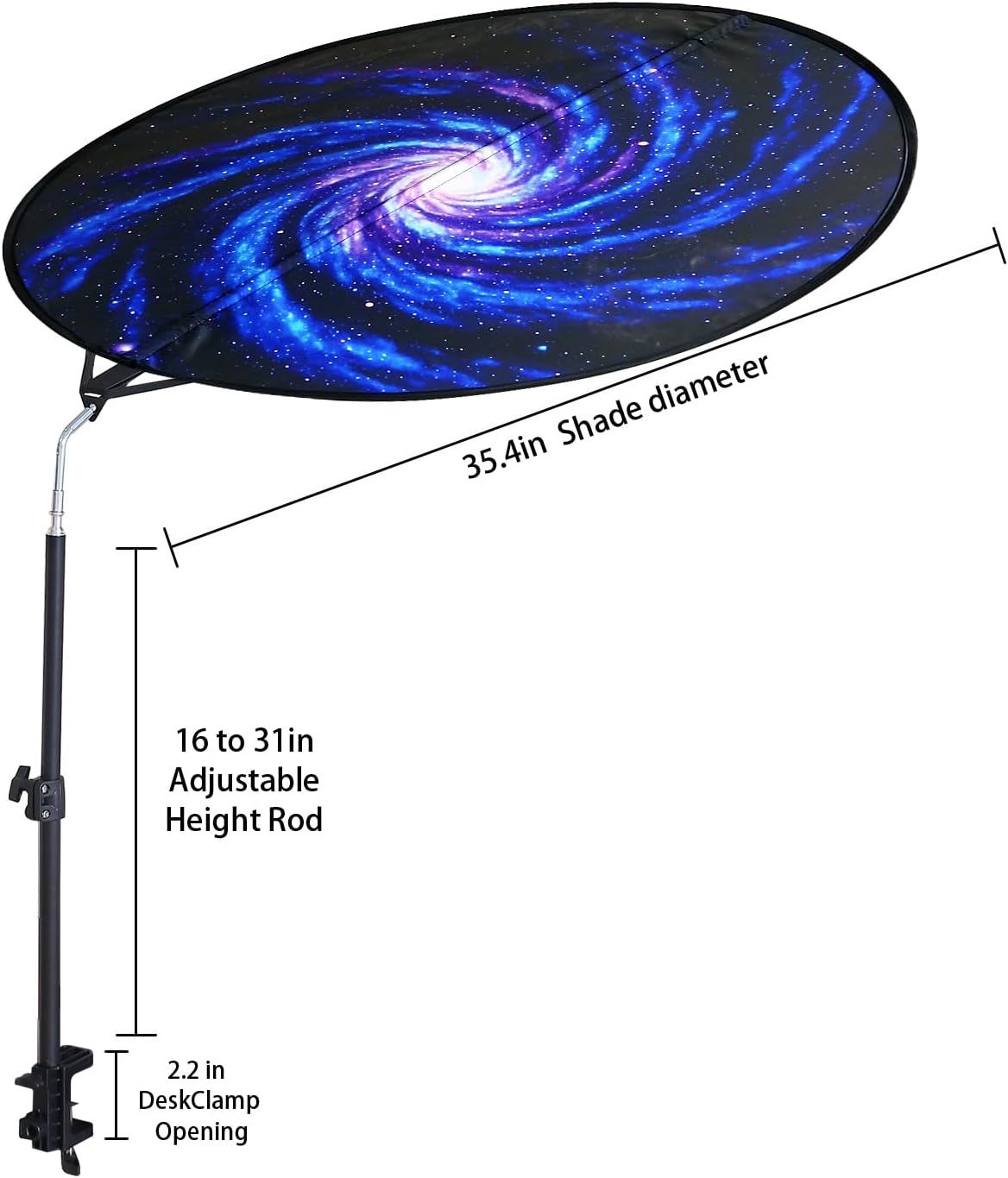 Skiennix Office Cubicle Shade - Foldable 36" Light-Proof Desk Canopy with Clamp & Rotatable Rod