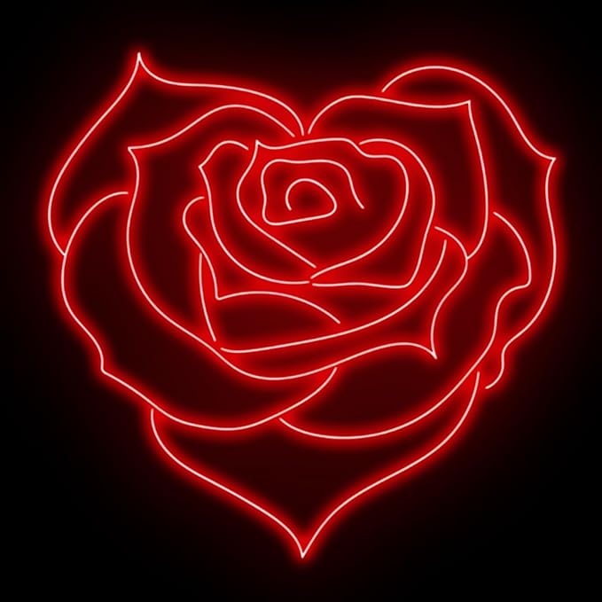 Heart Rose Neon Sign, Heart Rose Led Sign, Wedding Wall Decor, Valentine'S Day Decorations Gifts for Lover,Bedroom Bar Living Room Party, Wedding Anniversaries Party, Marriage Proposal
