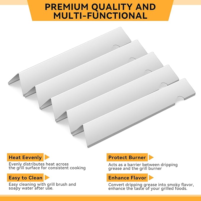 KifonMetals 17.1" Stainless Steel Flavorizer Bars for Weber Genesis II Grill Parts, GS4 Genesis II/II LX 300, II E-310, II E-315, II E-335, II LX-340 Replacement Parts, for Weber 66795, 5 Pcs