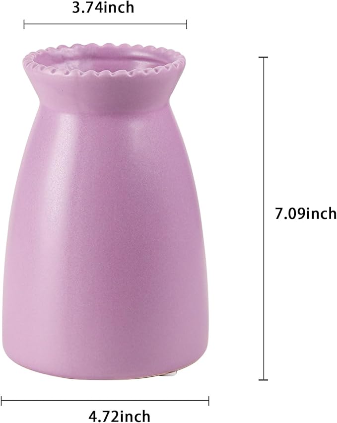 hjn Purpple Flower Vase – Minimalist Ceramic Vase, Decor Vases for Flowers/Centerpieces/Table/Office/Living Room/Bookshelf/Mantel-(Purple)
