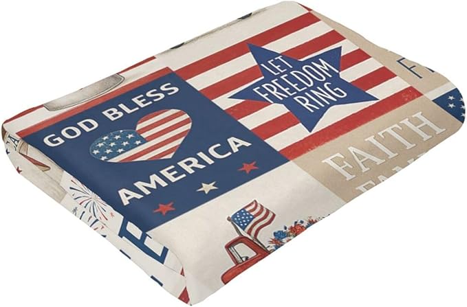American Flag Blanket Patriotic Throw Blanket National Flag Soft Cozy Fleece Fuzzy Stuffed Plush Flannel Gifts for Girls Women Boys Kids Adults50 X60