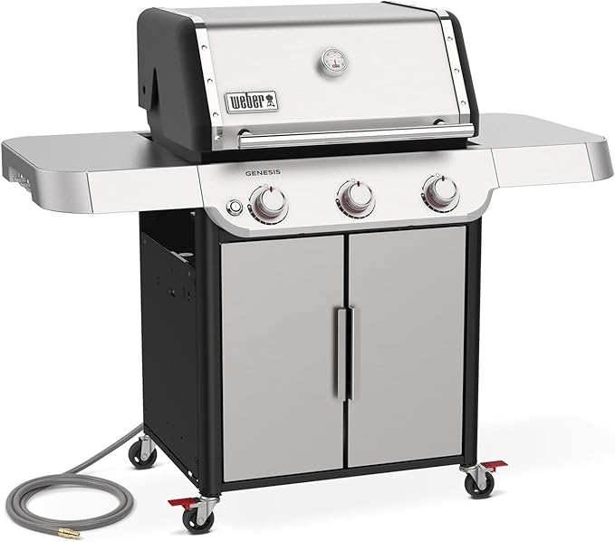 Weber Genesis S-315 Natural Gas Grill for Outdoor Grilling, 3 Burners, Stainless Steel