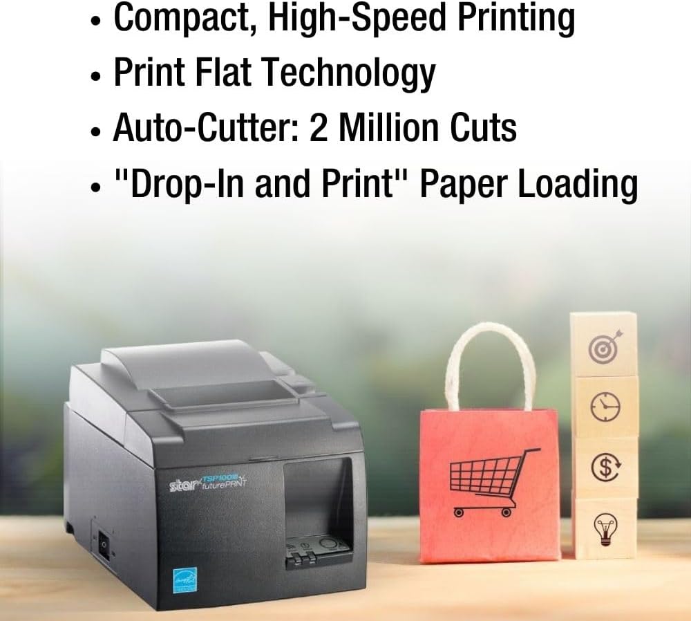 Star Micronics TSP143IIILAN Thermal Receipt Printer - Ethernet Connectivity, Auto-Cutter, Gray