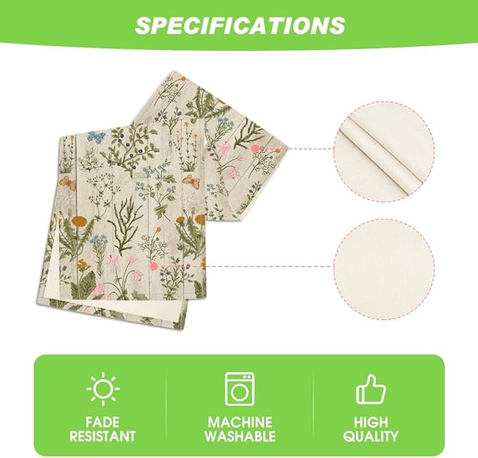 Artoid Mode Wood Wild Flowers Floral Spring Table Runner, Seasonal Summer Kitchen Dining Table Decoration for Home Party Decor 13x108 Inch
