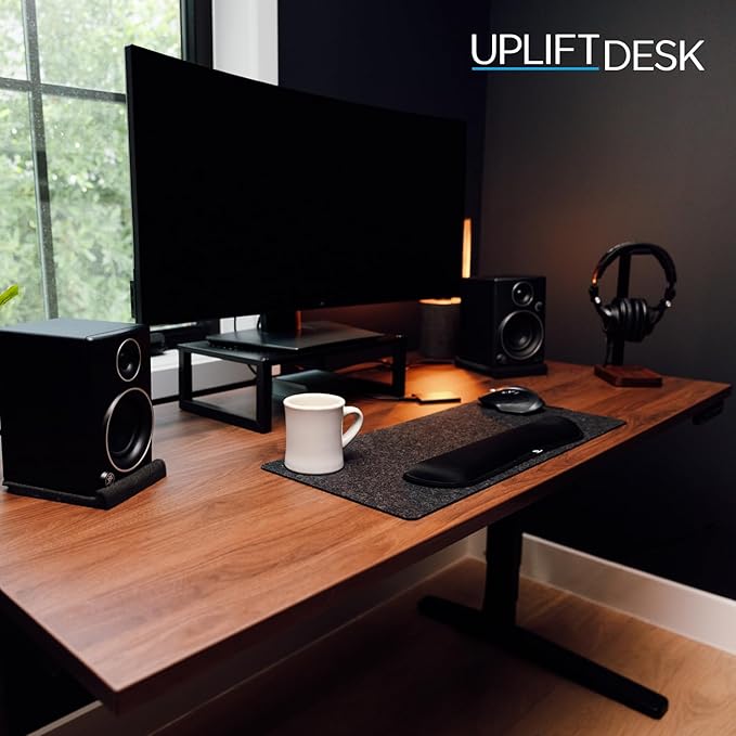 UPLIFTDESK V2 2-Leg White Laminate Wood Standing Desk – Adjustable Height, Advanced 1-Touch Memory Keypad, Under Desk Cable Management, Wire Grommets & Rocker Board (Black C-Frame, 48 x 30 inch)