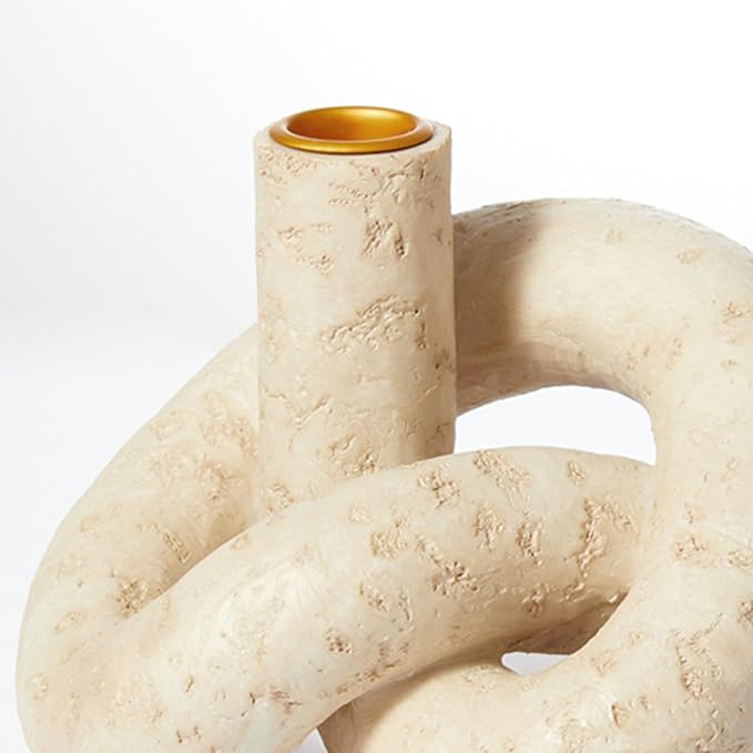 DN DECONATION Knot Shaped Taper Candle Holders - Travertine Resin Candlestick Holders, Candle Sticks Holder Boho Farmhouse Decor Coffee Table Centerpiece for Living Room Fireplace Wedding