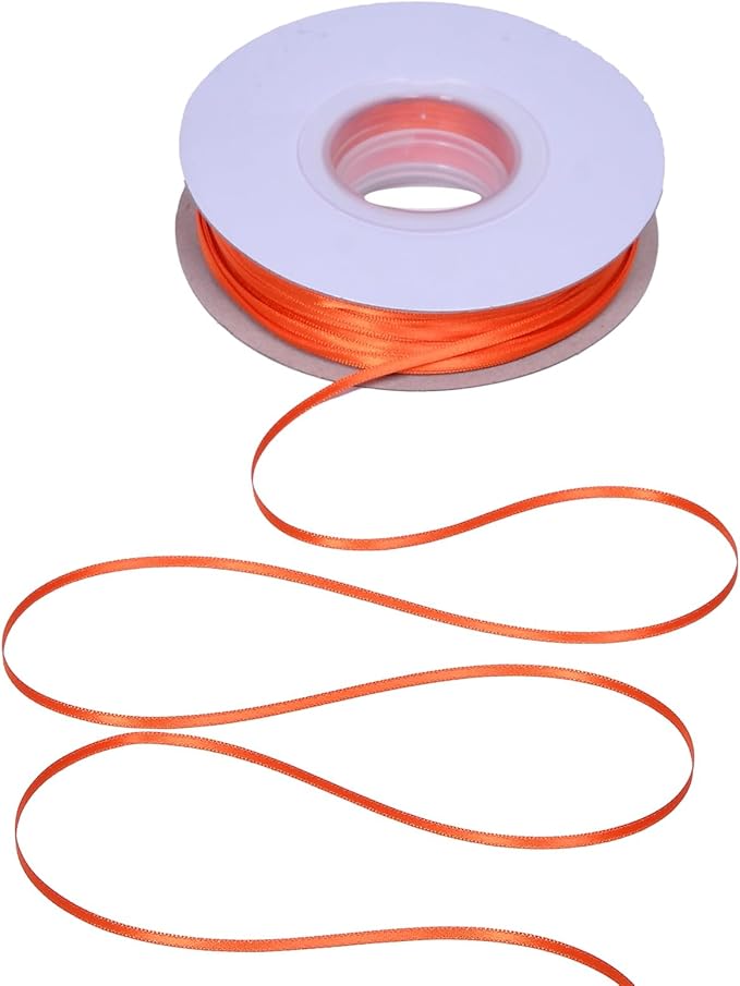 YAMA Orange Double Faced Satin Ribbon 1/8 Inch 100 Yards Orange Satin Ribbons for Gift Wrapping Crafts Hair Bows Wedding Party Decoration