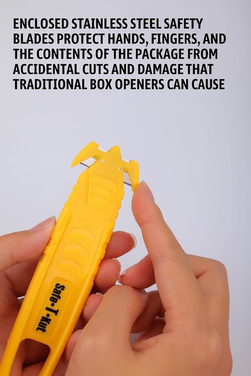 Safe•T•Kut Safety Box Cutter 20 Pack - Enclosed Blade Utility Knife for Easy Box Opening & Packaging