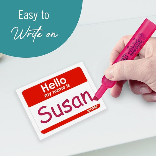 Hello My Name Is | 100 Count Name Tag Stickers - Red Badges for Events, Office & School - 2.25 x 3.5 Inch