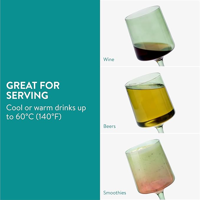 Navaris Mint Green Tinted Wine Glasses - Set of 4 - Coloured Wine Glasses with Stems - Stylish Design Glassware for Serving Wine, Cocktails, Dessert