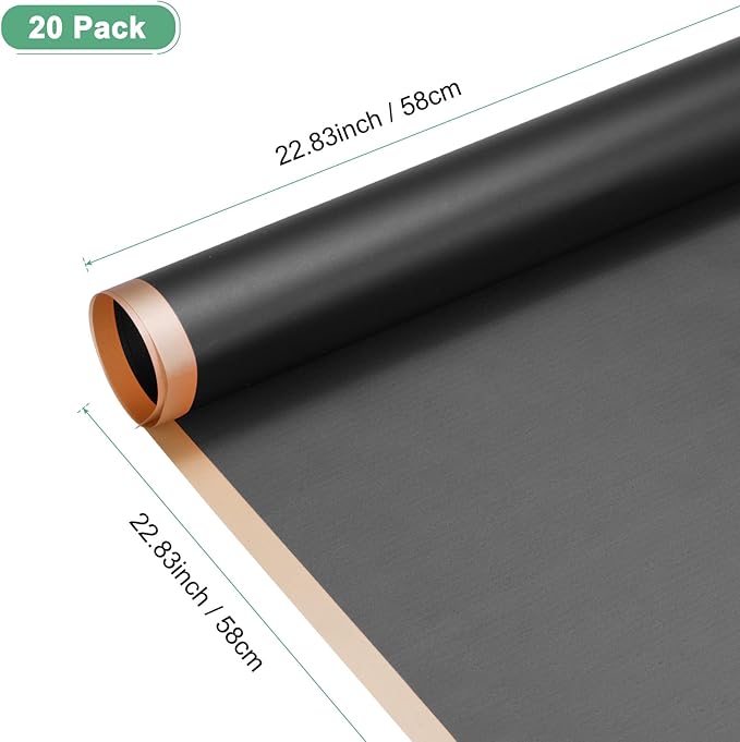 M METERXITY 20 Sheets Flower Wrapping Paper Bouquet, 23 Inch Dark Black Gold Edge Waterproof Floral Wrapping Paper Flower Packaging DIY for Wedding/Party/Birthday/Gift Bouquet Wrap Paper