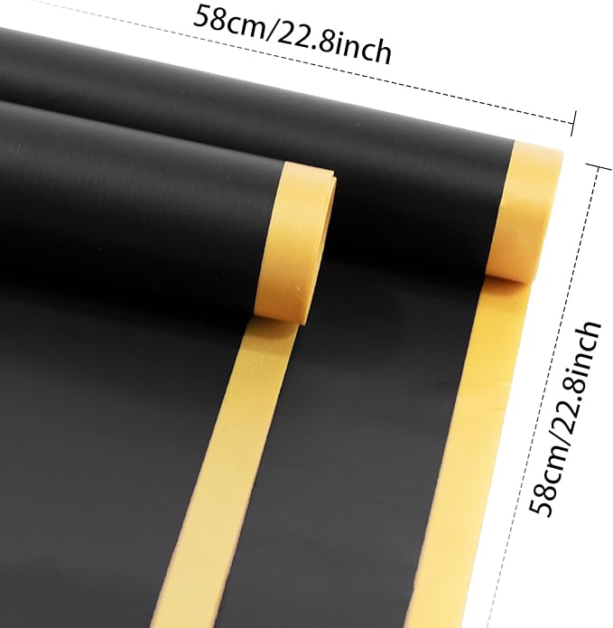 DEWJDFSC 20 Sheets Flower Wrapping Paper,Waterproof Floral Korean Bouquet Wrapping Paper, Florist Supplies, Suitable for Flowers Gift Packaging (Black-2)