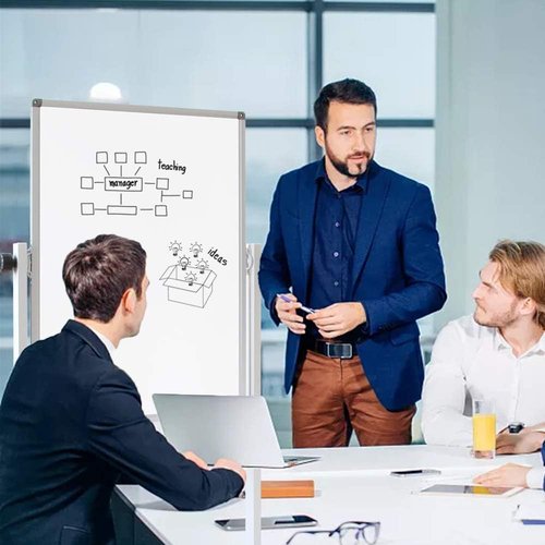 DEVELOP Magnetic Mobile Whiteboard - 36 x 24 Inches Double-Sided Dry Erase Board on Wheels for Home, Office & School